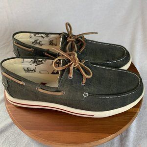 LL BEAN Sunwashed Canvas Sneakers 2 Eye Lace Boat Shoes Green Mens Size 8.5 NEW